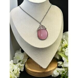 Pink Teardrop Moon stone Crystal accents Boho Romantic